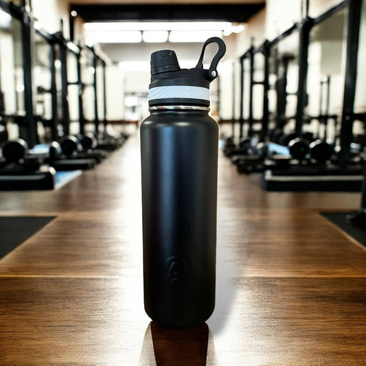 1.2L Black Water Bottle – Personalised Power Drink Hydration