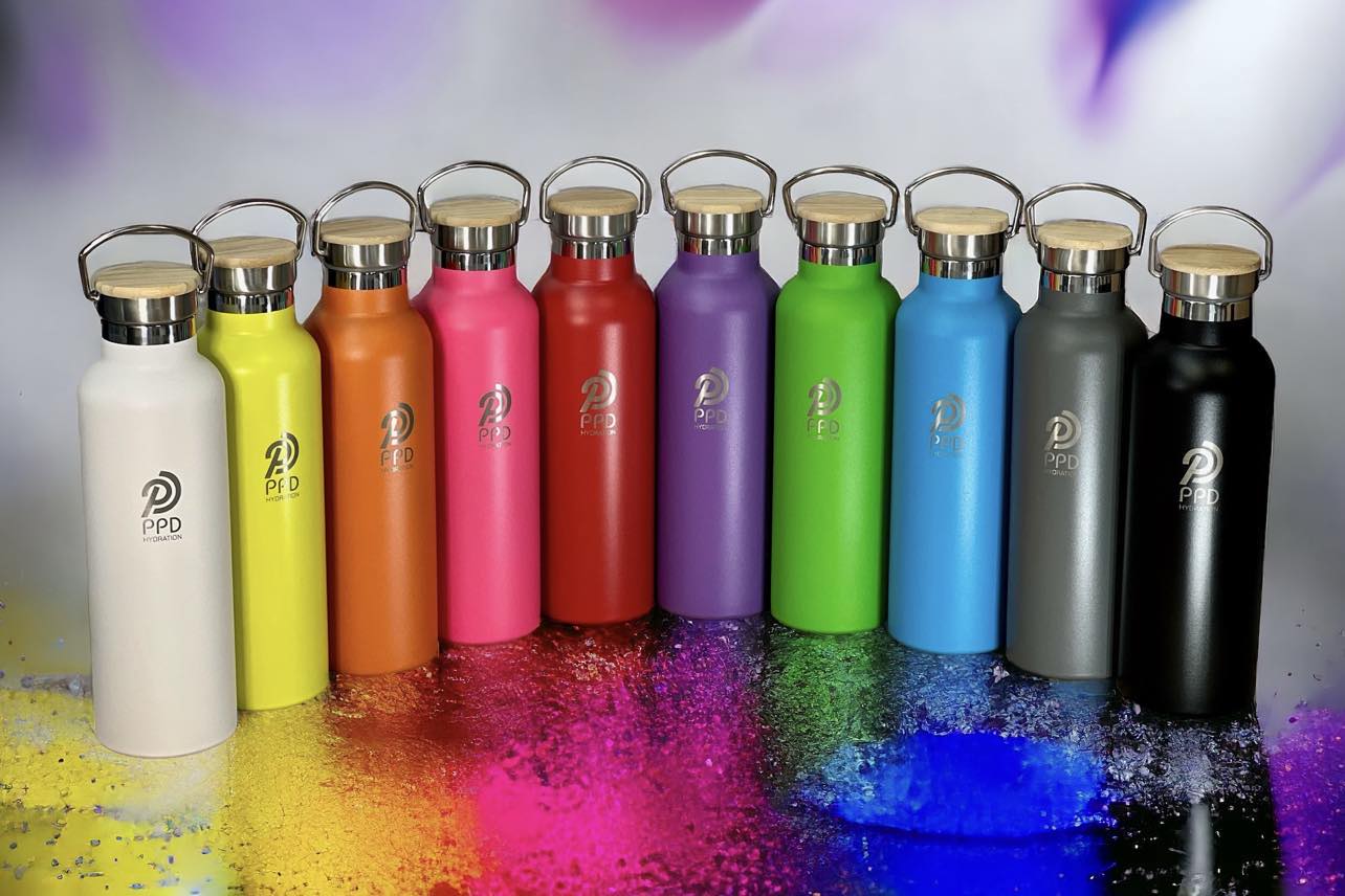 750ml (25oz) stainless steel water bottle double wall insulated vaccum sealed PPD Hydration Australia