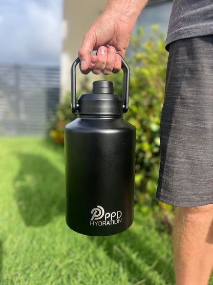 1 gallon 3.7L water bottle stainless steel double wall insulated black