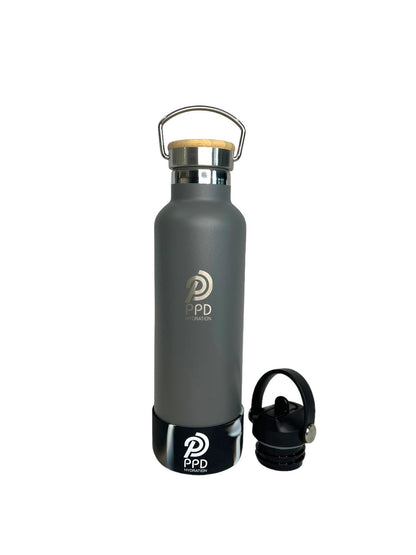 Grey 750ml Insulated Water Bottle – Power Drink Hydration