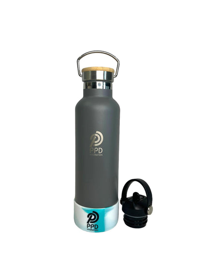 Grey 750ml Insulated Water Bottle – Power Drink Hydration