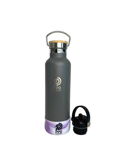 Grey 750ml Insulated Water Bottle – Power Drink Hydration