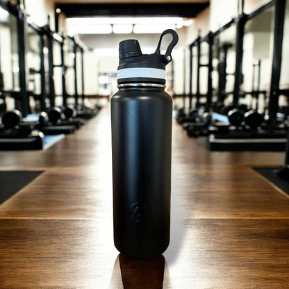 1.2L Black Water Bottle – Personalised Power Drink Hydration