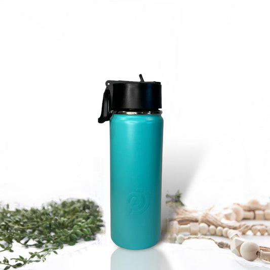 Teal 750ml 25oz stainless steel double insulated water bottle and sports lid engravable