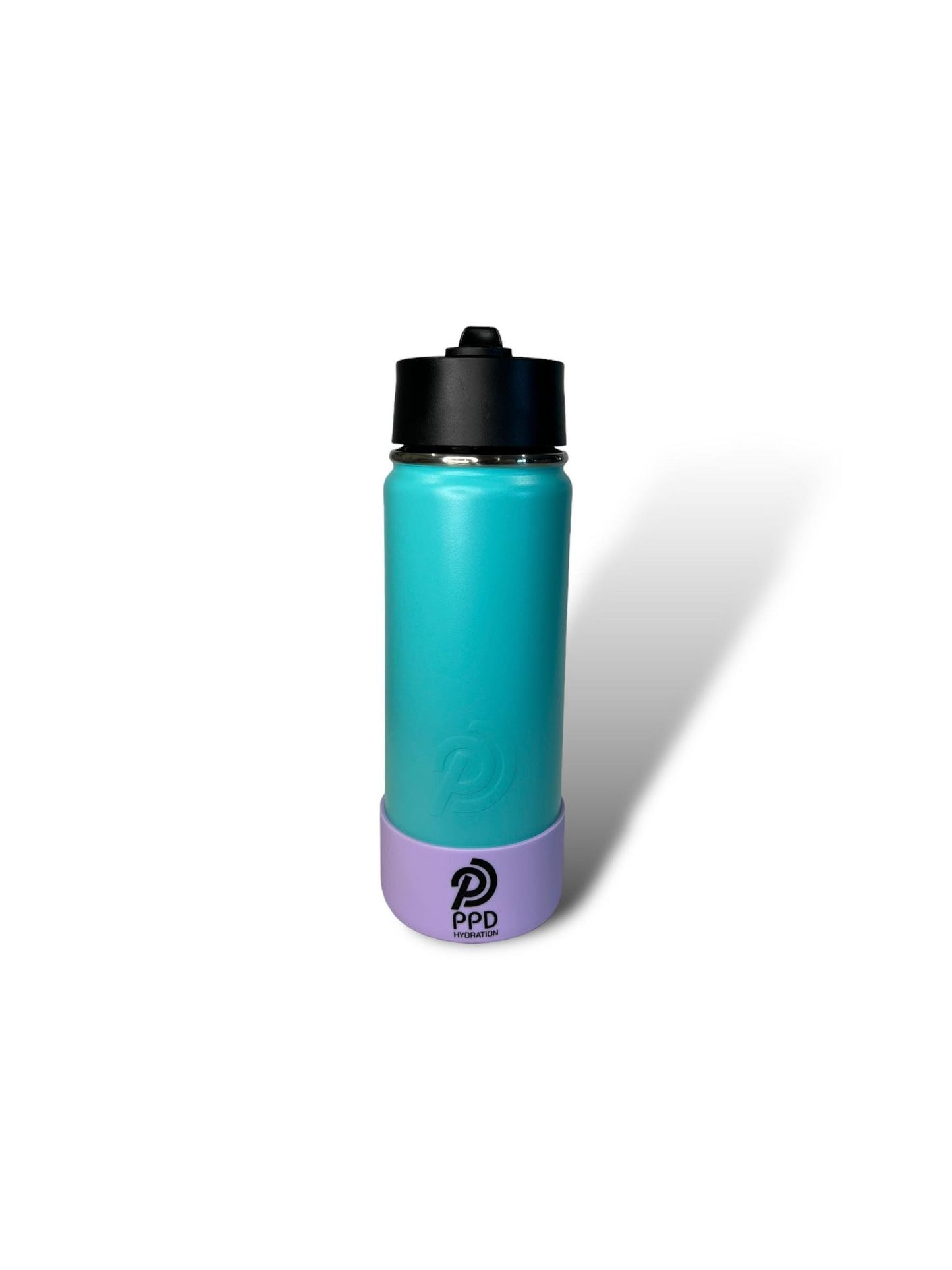 Teal 750ml 25oz stainless steel double insulated water bottle with lilac bumper and sports lid with straw engravable