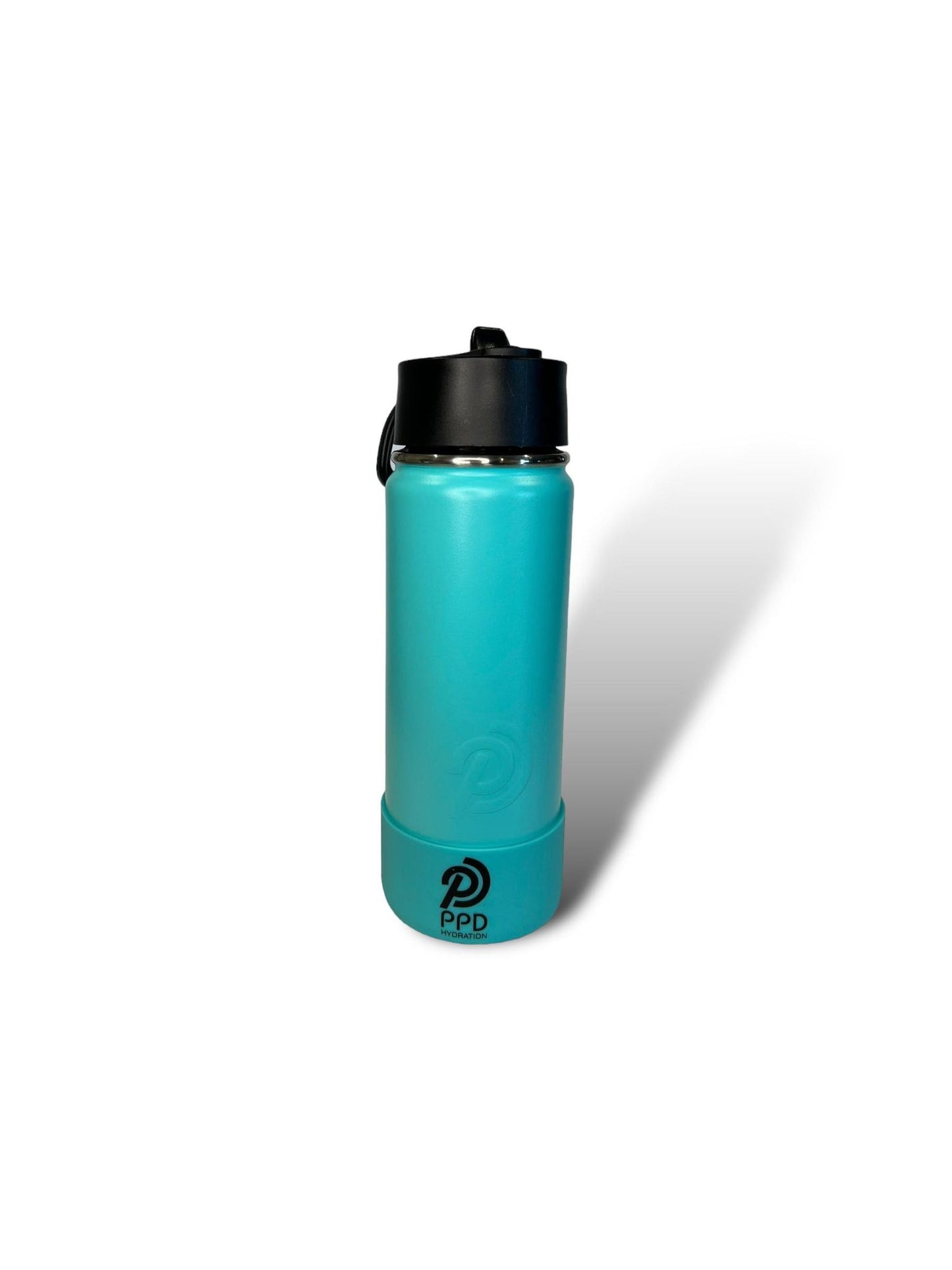 Teal 750ml 25oz stainless steel double insulated water bottle with teal bumper and sports lid with straw engravable