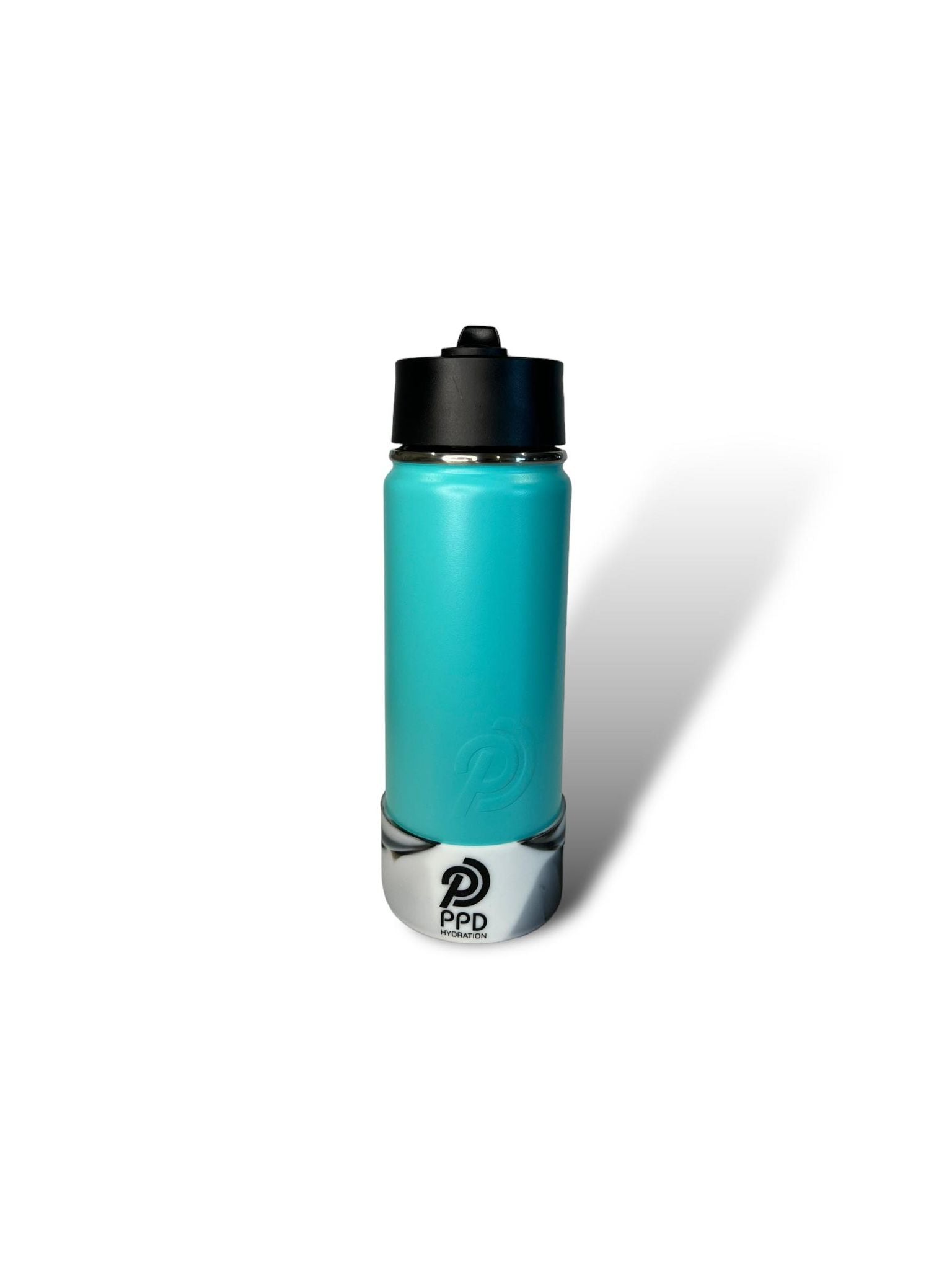 Teal 750ml 25oz stainless steel double insulated water bottle with white and black bumper and sports lid with straw engravable