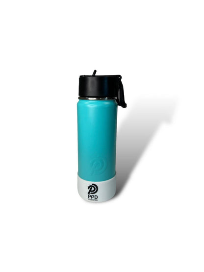 Teal 750ml 25oz stainless steel double insulated water bottle with white bumper and sports lid engravable