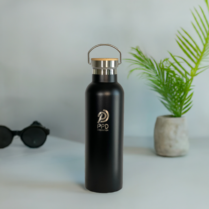 Black 750ml Insulated Water Bottle – Power Drink Hydration