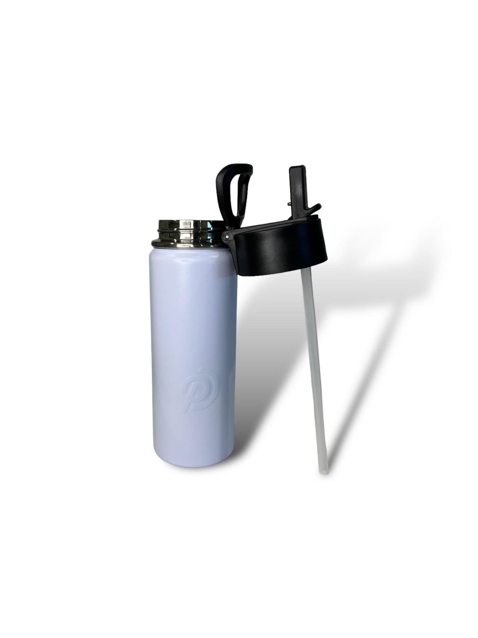 white 750ml 25oz stainless steel double insulated water bottle with sports lid with straw engravable