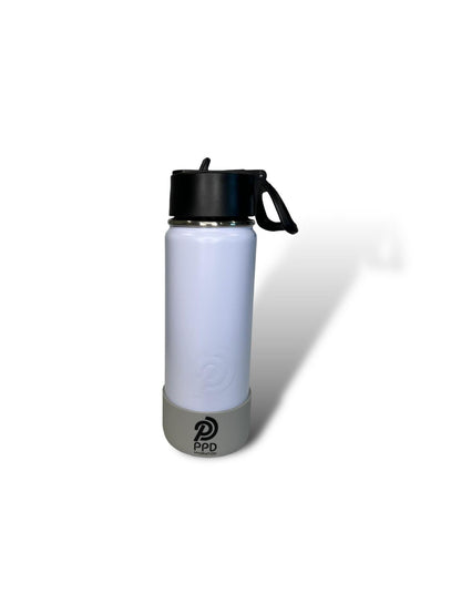 white with grey bumper 750ml 25oz stainless steel insulated water bottle with sports lid with straw 