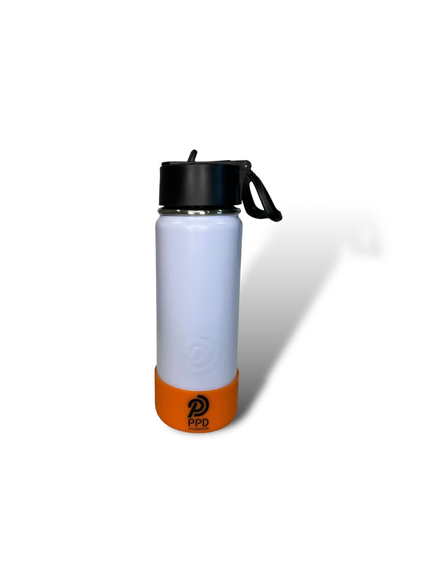 white with orange bumper 750ml 25oz stainless steel insulated water bottle with sports lid with straw 