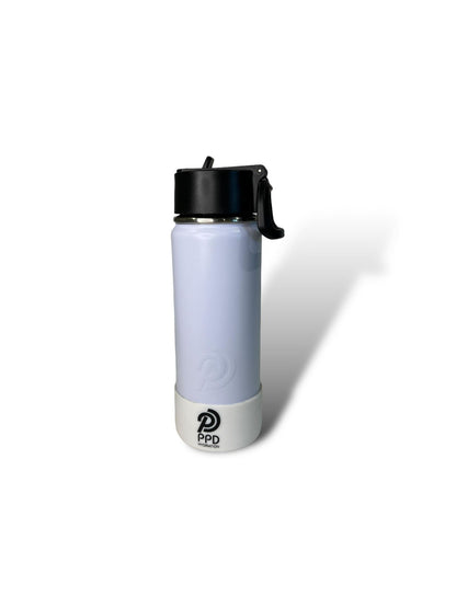 white with white bumper 750ml 25oz stainless steel insulated water bottle with sports lid with straw 