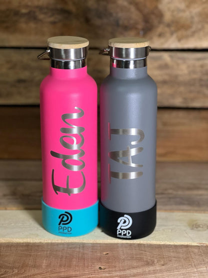 Grey and pink 750ml Insulated Water Bottle – Power Drink Hydration